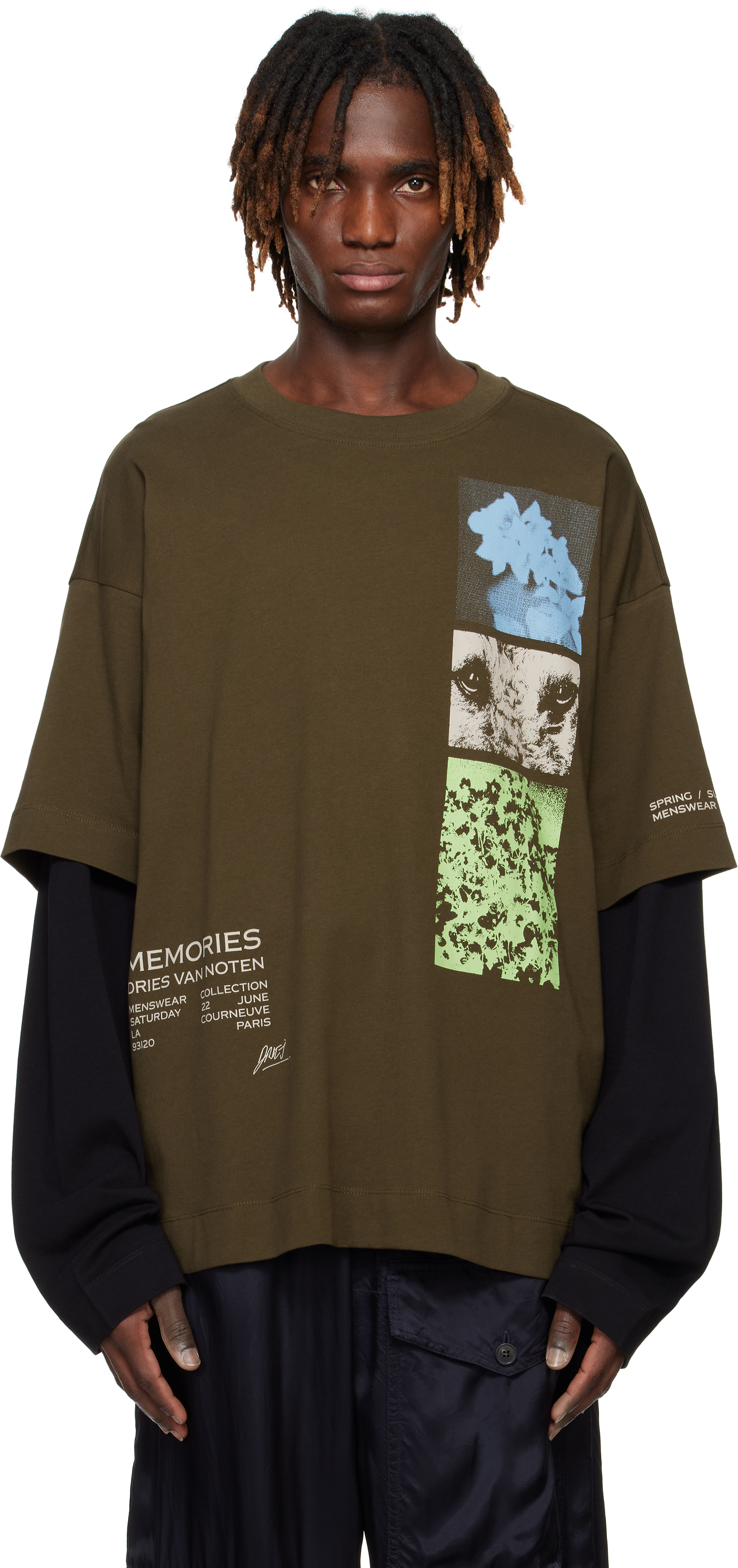 【関税込み】Dries Van Noten カーキ Show 長袖Tシャツ