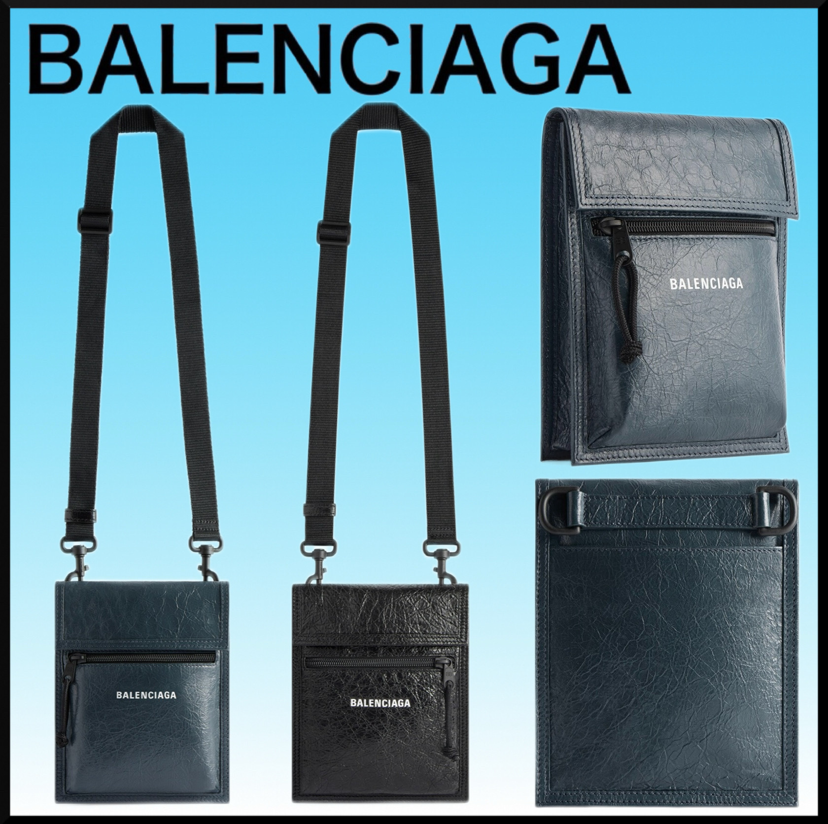 大人気★BALENCIAGA EXPLORER ストラップ付きスモール ポーチ