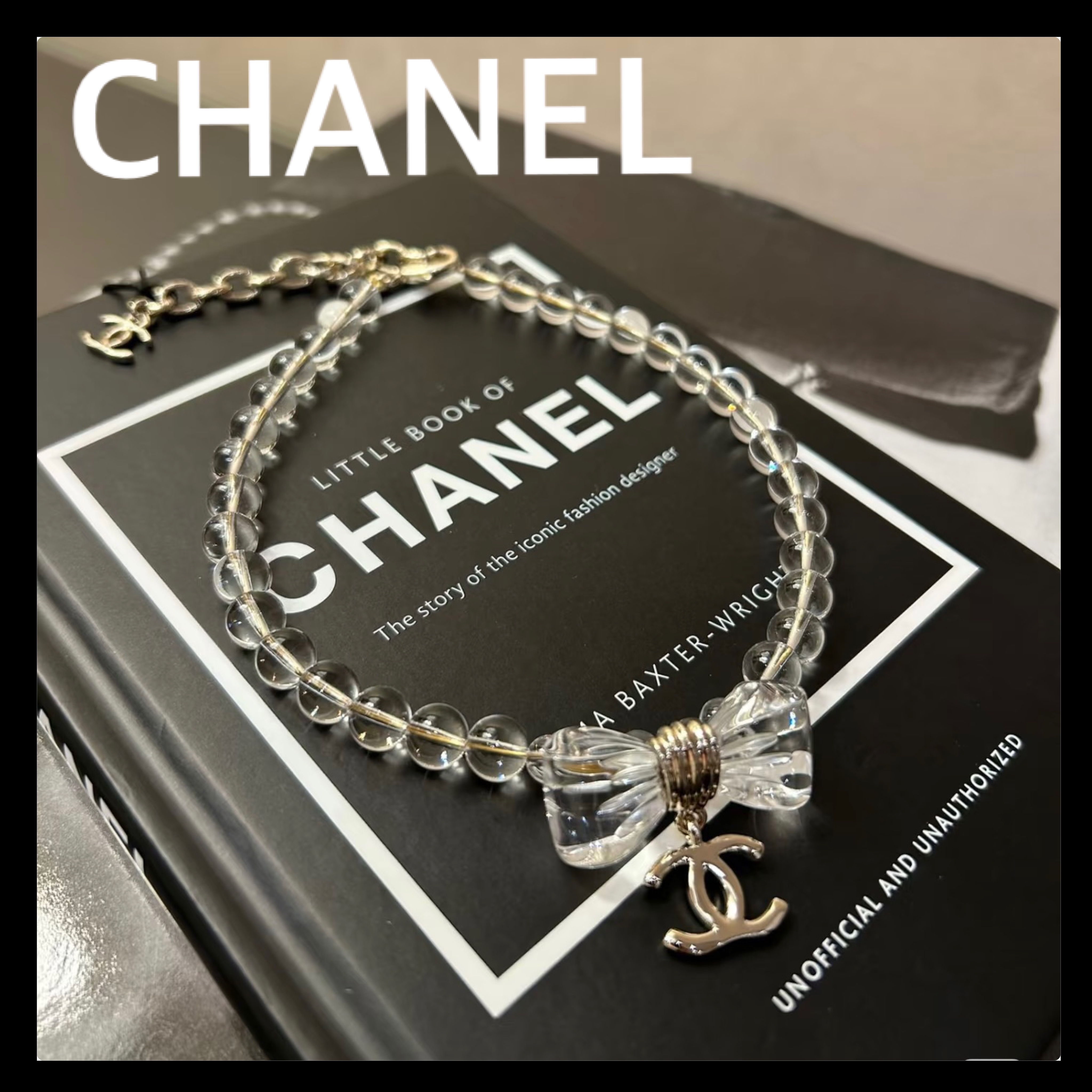 大人可愛い【CHANEL】25P CCロゴ クリアリボン チョーカー