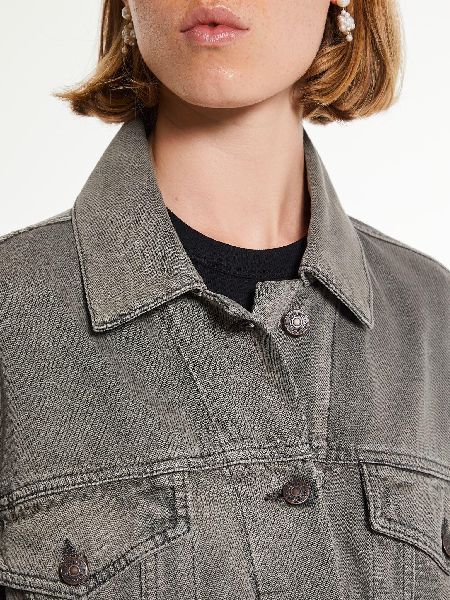アクネストゥディオス クロップドデニムジャケット グレー (Acne