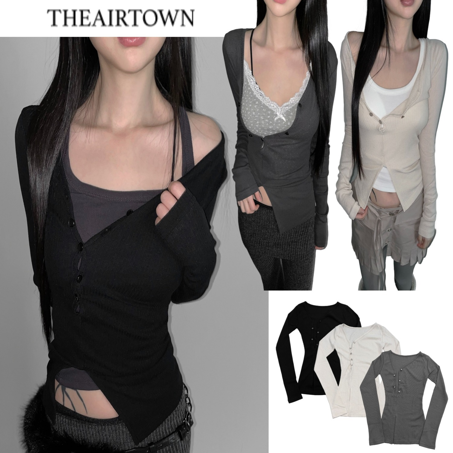 【THEAIRTOWN】オーロラボタンコットントップ♡