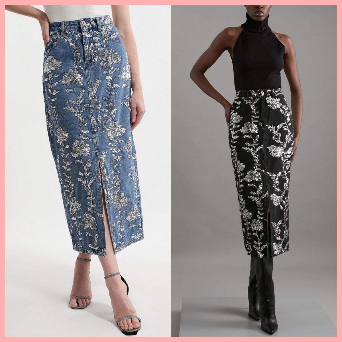 日本未入荷★Karen Millen 花柄スリットタイトスカート