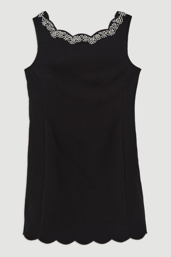 Karen Millen☆クリスタル装飾 テーラード ミダクシドレス 関送込*Karen Millen*クリスタルスカラップテーラードミニドレス