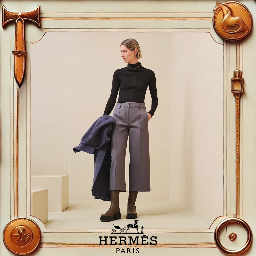 《上品で楽に履ける♪》HERMES クロップドパンツ