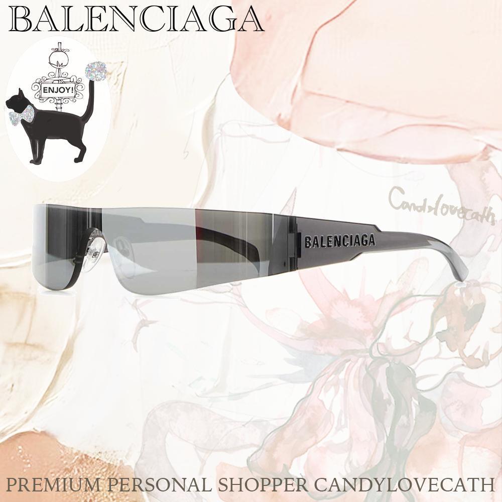 サングラス BALENCIAGA Silver Acetate Mono Rectangle Sunglasses