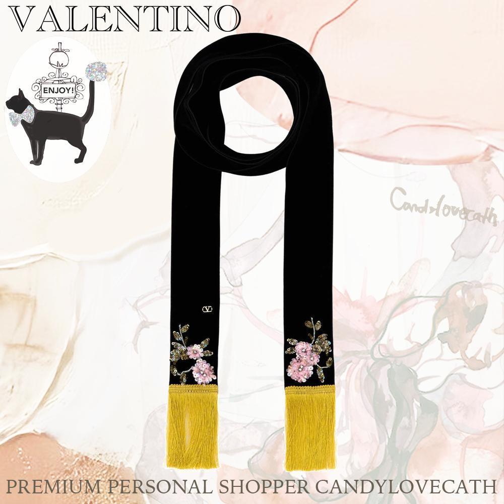 マフラー・ストール VALENTINO GARAVANI Black Velvet Scarf