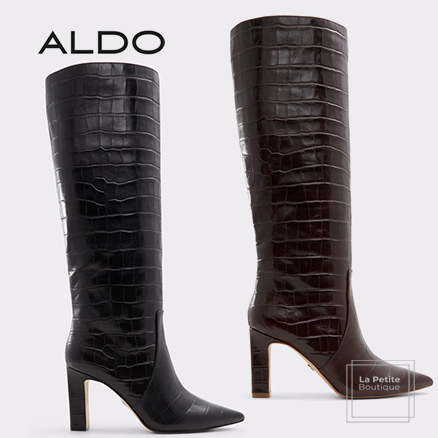 【ALDO】本革クロコ☆Cadigoder☆ブロックヒール・ロングブーツ