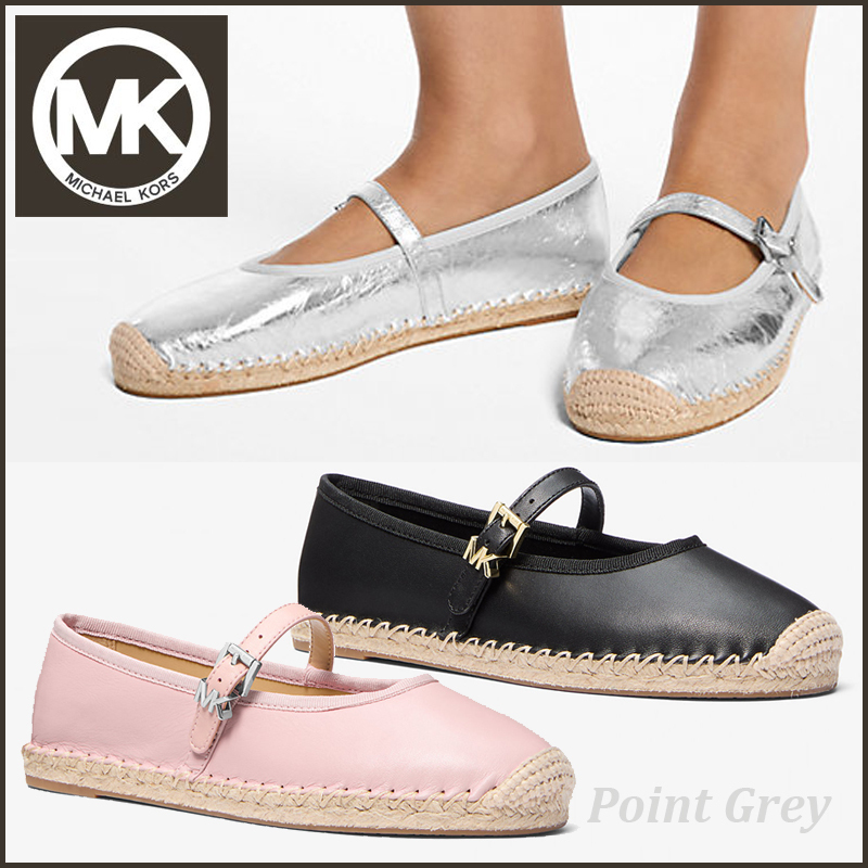 Michael Kors☆ 光沢メタリックレザー・エスパドリーユ・バレエ