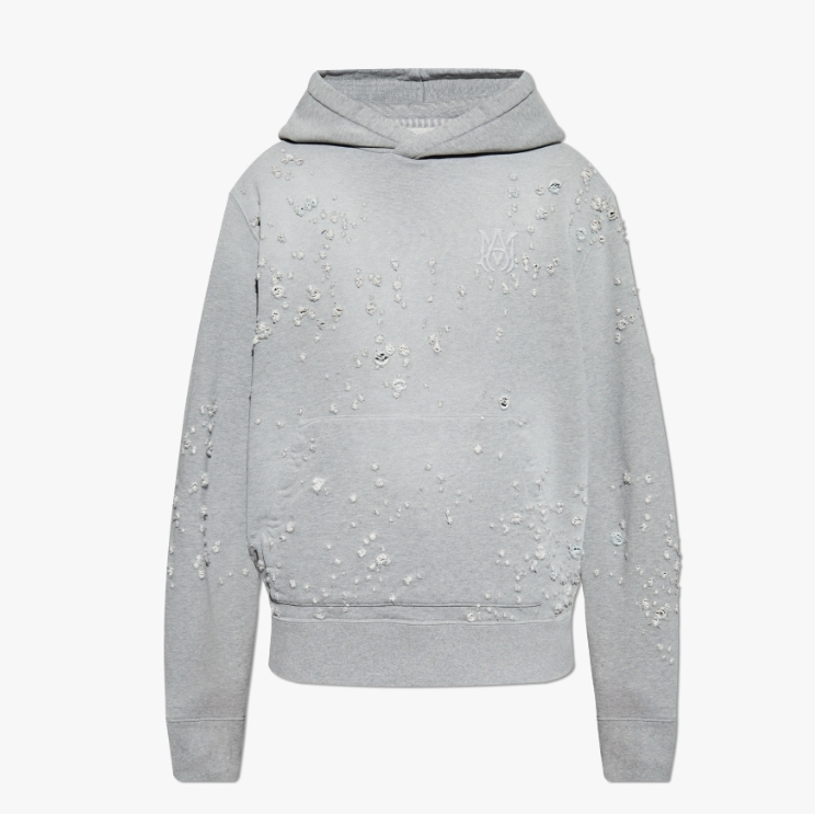 《洗練されたデザイン》【AMIRI】GREY ロゴ入りスウェットシャツ