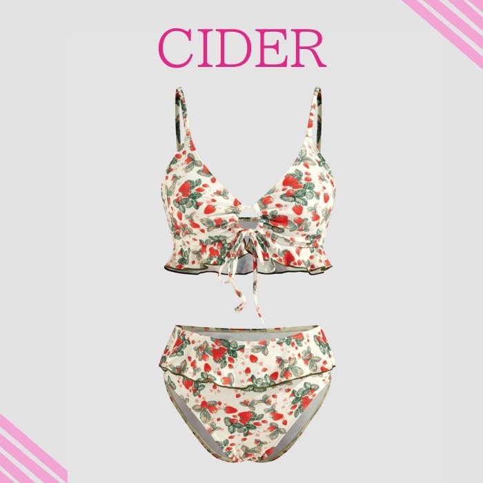 Cider Vネック グラフィック ビキニ 水着