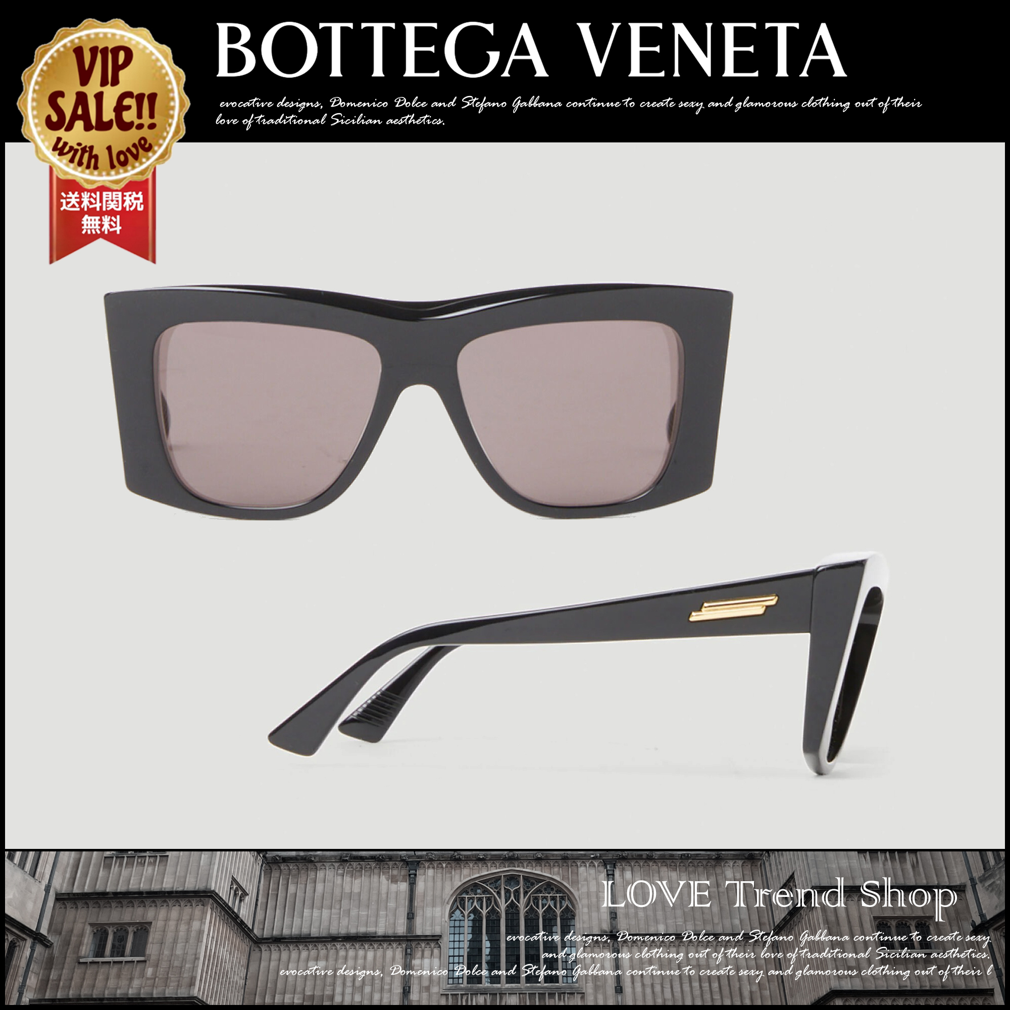 BOTTEGA VENETA クラシックスクエアサングラス ブラック
