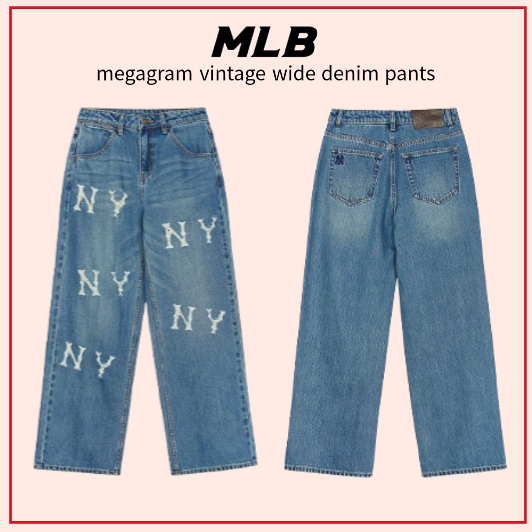 MLB korea■megagram vintage wide denim pants■追跡送料込