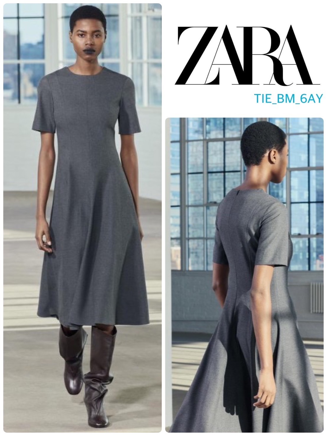 スペイン発送 ZARA GODETS ZW コレクション ミディドレス 限定