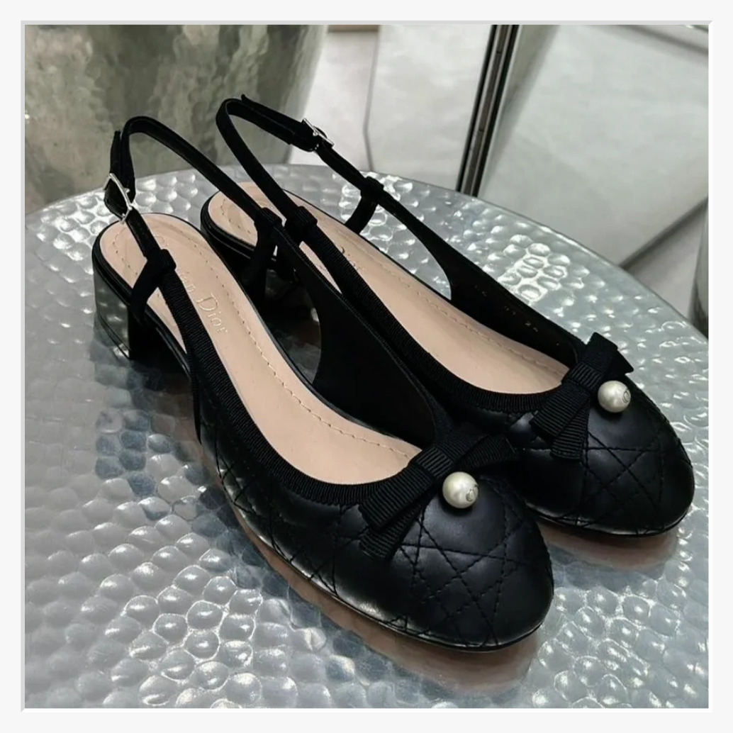 《パールがアクセントに♪》Dior Ballet スリングバックパンプス
