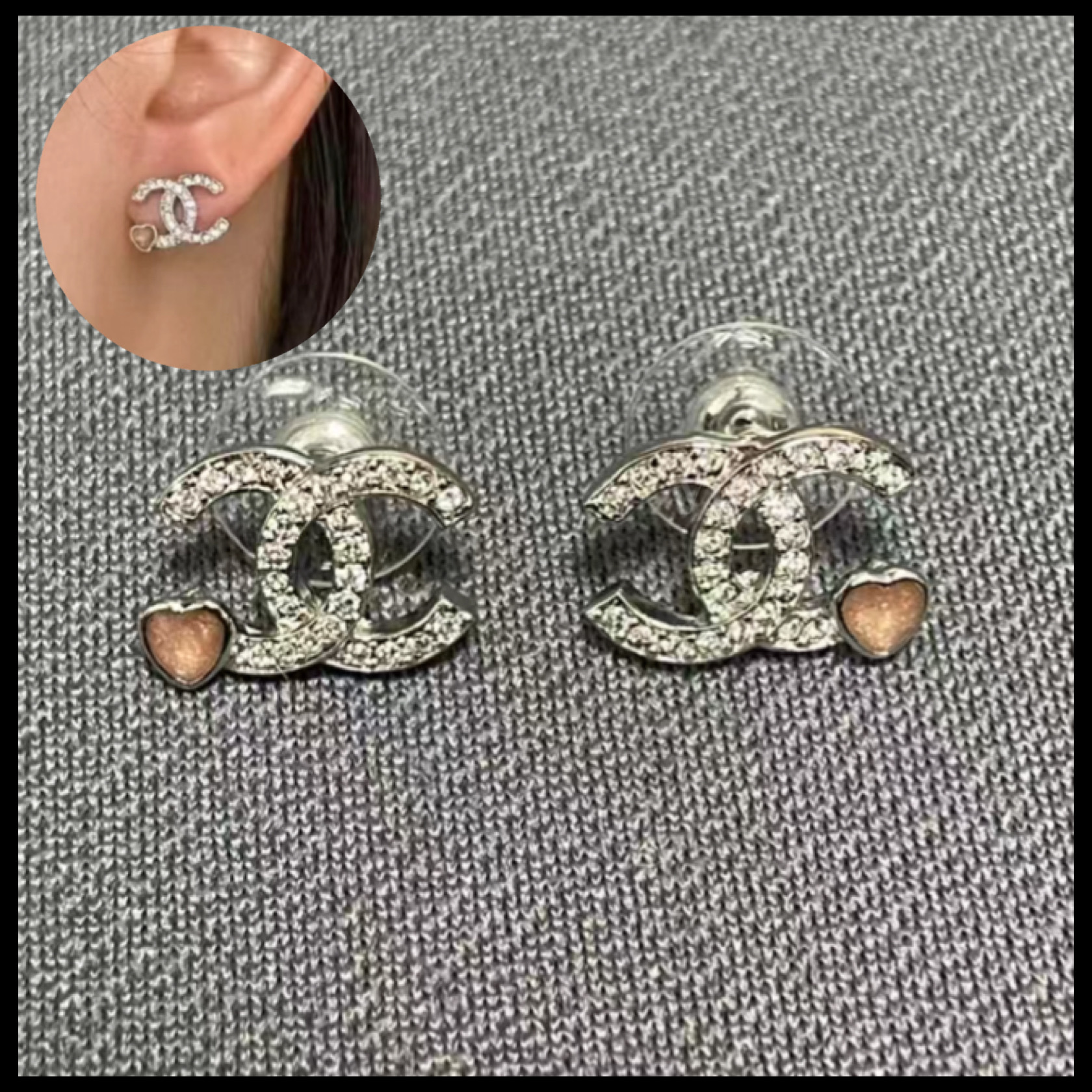 【小さなハートがアクセント♪】シャネル ピアス