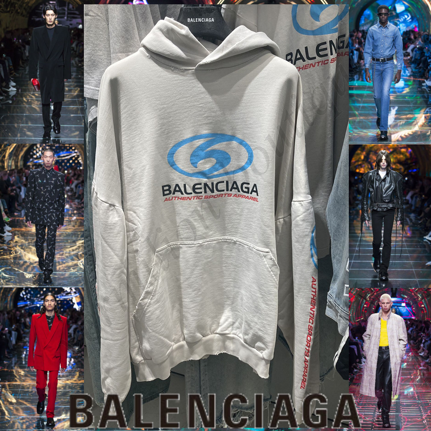 BALENCIAGA ロゴ プリント フーディ パーカー エクリュ