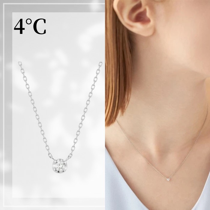 4°C シルバー ネックレス レディース 1粒石 ダイヤ 天然石