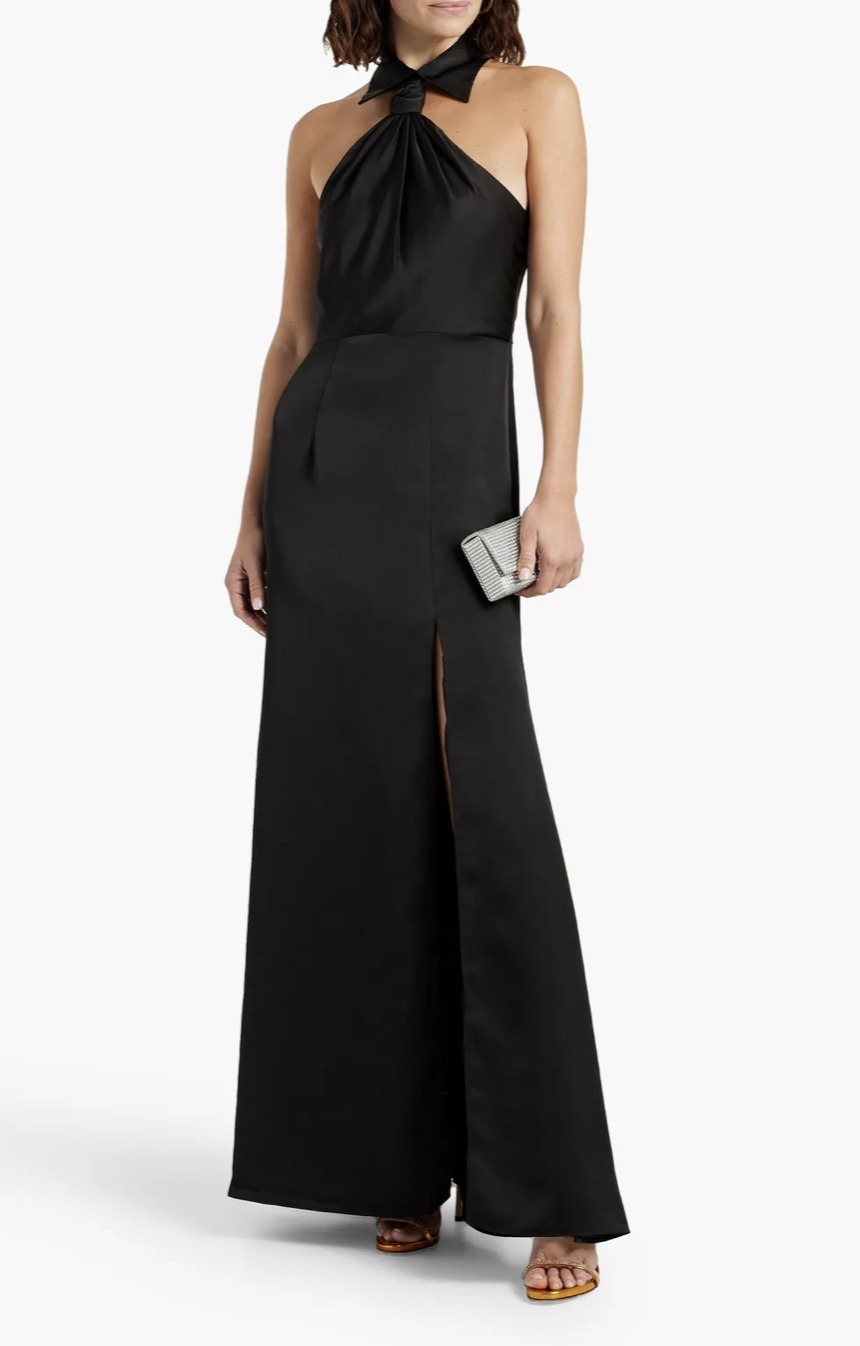 *HALSTON* サテンホルターネックドレス ワンピース