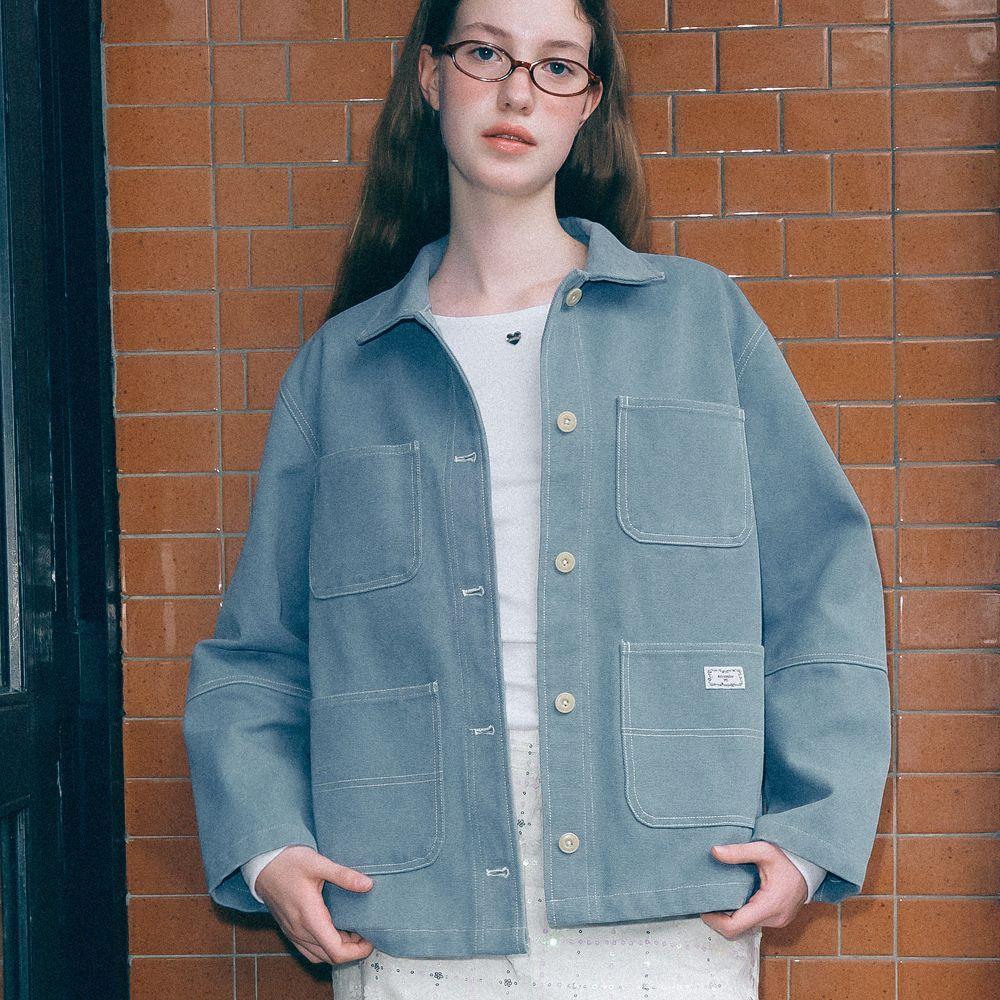 ◇RONRON◇ STITCH POINT OXFORD WORK JACKET BLUE
