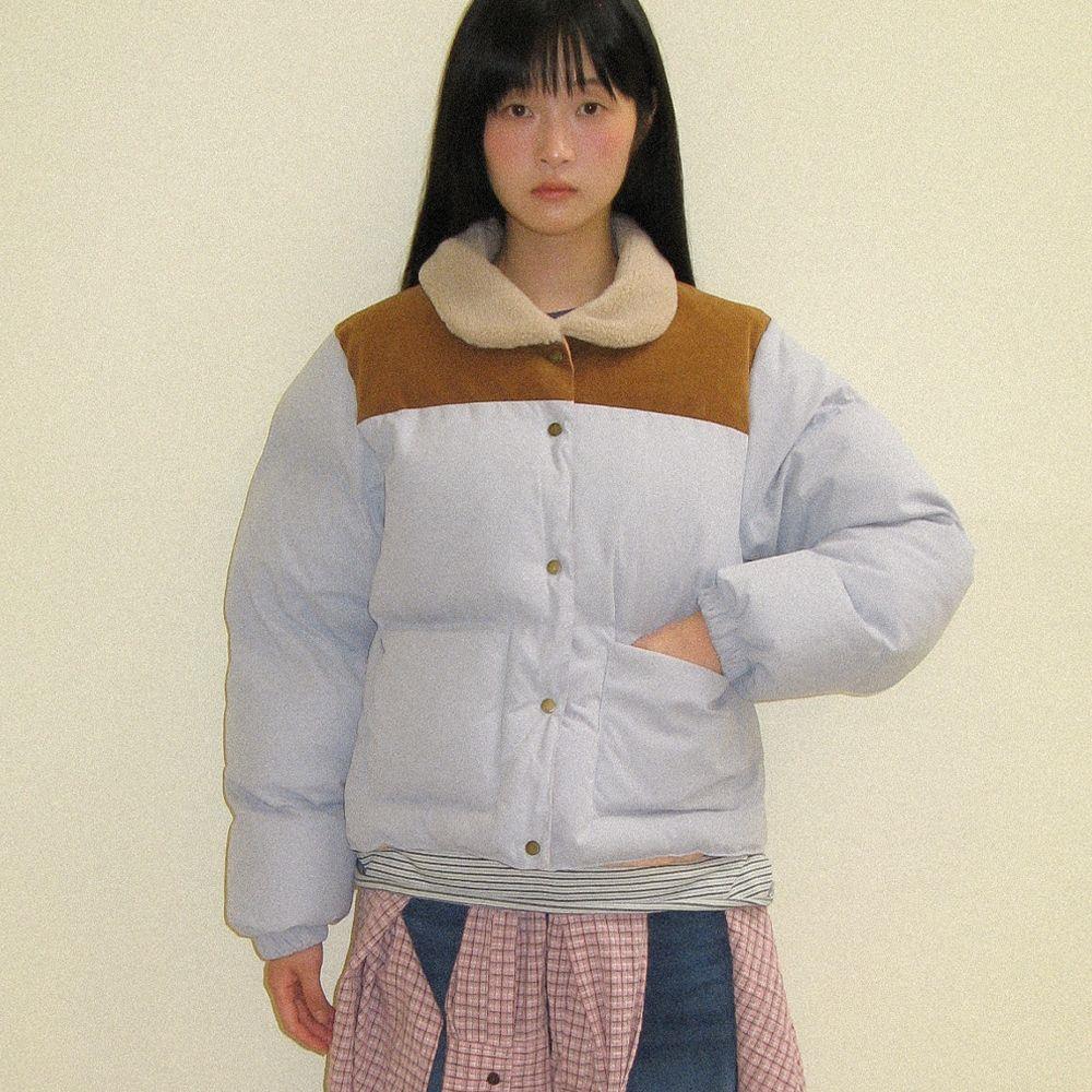 ◇RONRON◇ SUEDE BLOCK PADDING SOFT BLUE