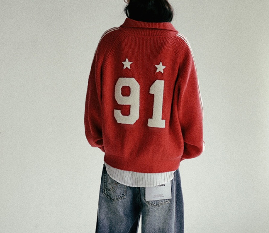ジャケット BADBLOOD Billy Knit Track Zip-Up Red w-knt24-013