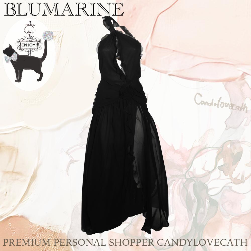 ワンピース BLUMARINE BLACK SILK DRESS