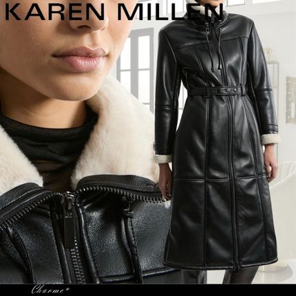 イタリア製レザーコートT shearling フェイクファーライナー