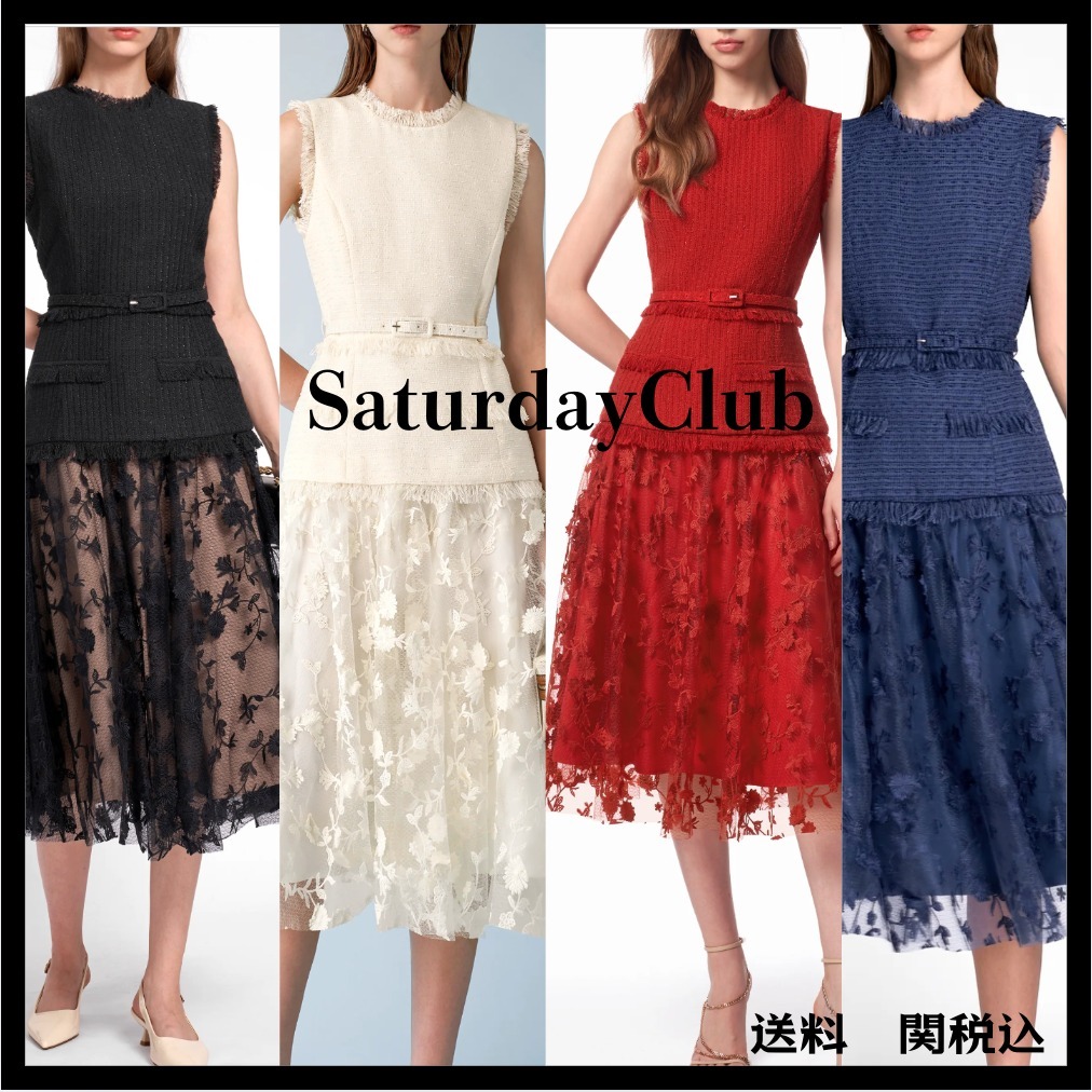 【SaturdayClub】ツイードスセミシアープリーツボトムワンピース