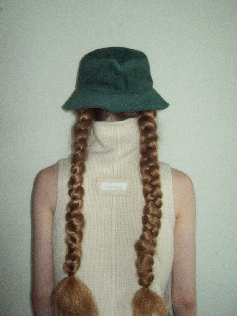 [Smooth mood] / ☆ Corduroy Logo Bucket Hat / Green
