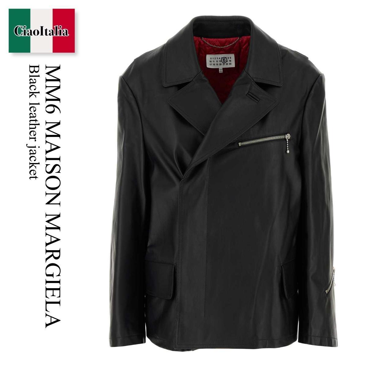 レザージャケット・コート Mm6 Maison Margiela Black Leather Jacket