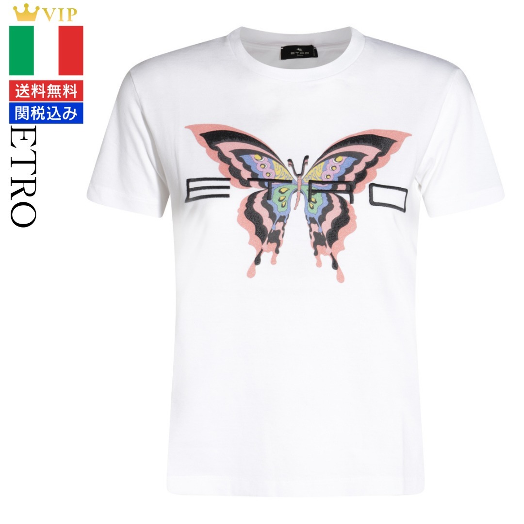 VIP【関税送料無料】希少 ETRO WHITE COTTON T-SHIRT