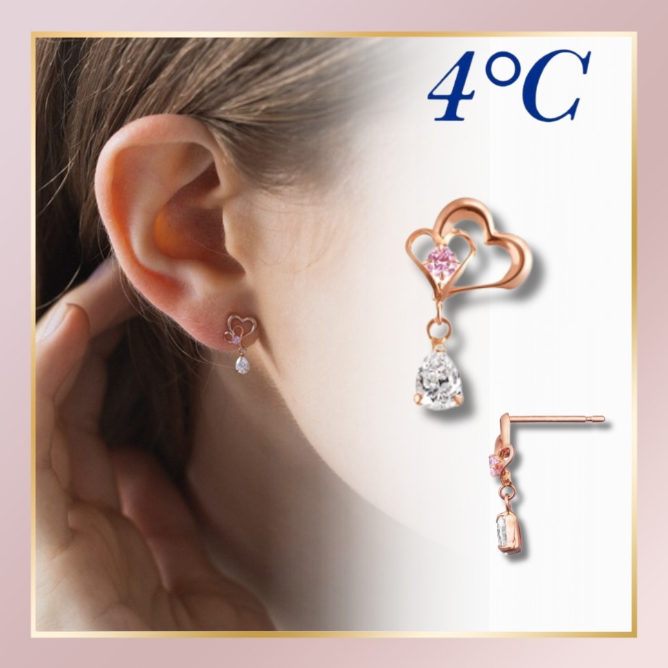 【４°Ｃ】K10ピンクゴールド ピアス