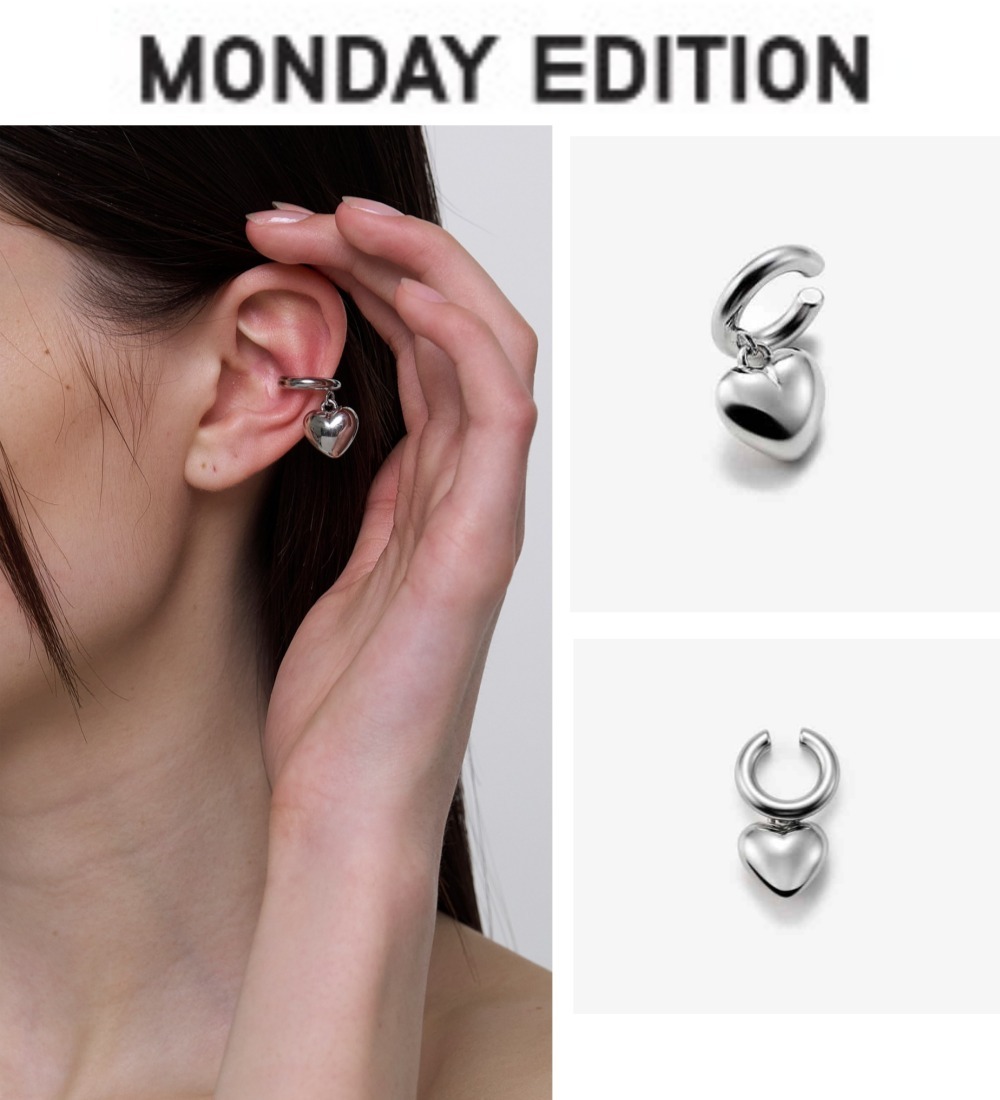 イヤリング Heart drop pendant ear cuff