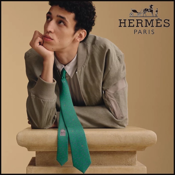 ■華やか【 HERMES 】シルクツイルタイ 《Hラパン》