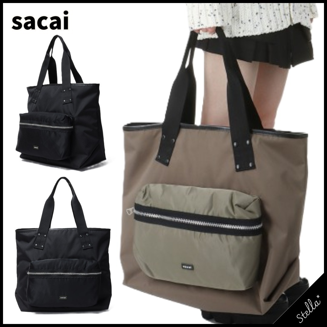 ■sacai■大人気 ポケットトートバッグ 大 国内発送 すぐ届く