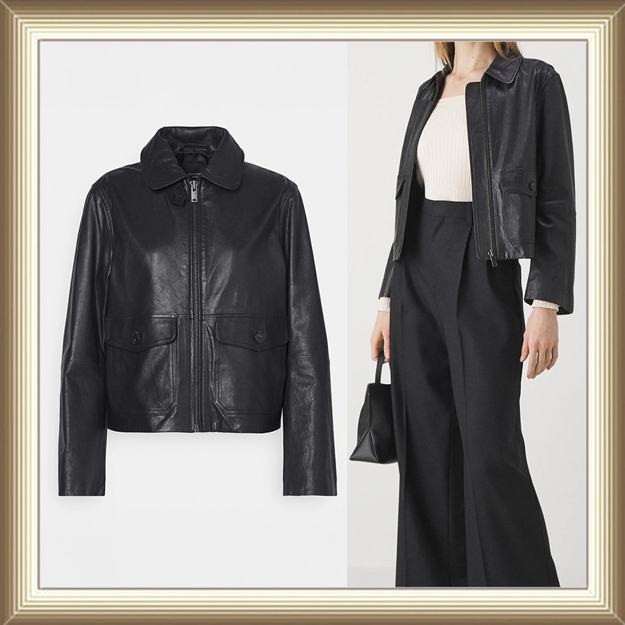 DT☆WEEKEND MAX MARA「ALLER」ラムナッパ軽量レザージャケット