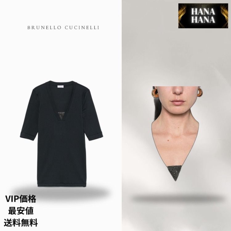 BRUNELLOCUCINELLI VIP価格 送料無料 Top Scollo V In Cotone