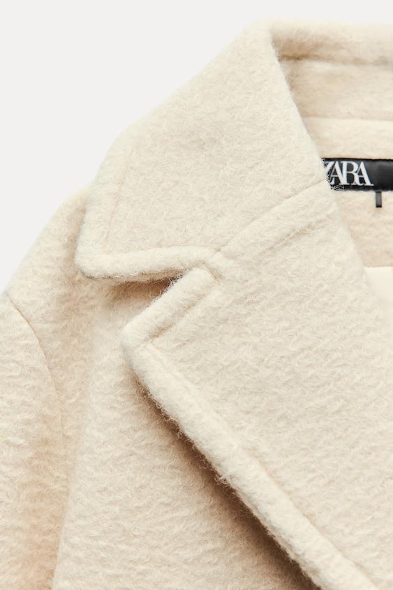 ZARA】セミロング丈ブークレコート エクリュ | 3046/049/712