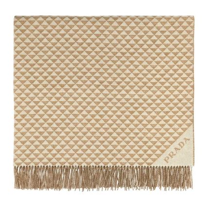 PRADA Embroidered wool blend Symbole Double blanket