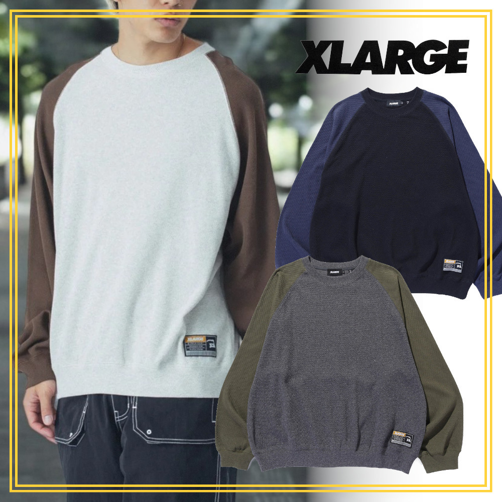 大人気 早い者勝ち XLARGE WAFFLE RAGLAN CREWNECK ワッフル生地