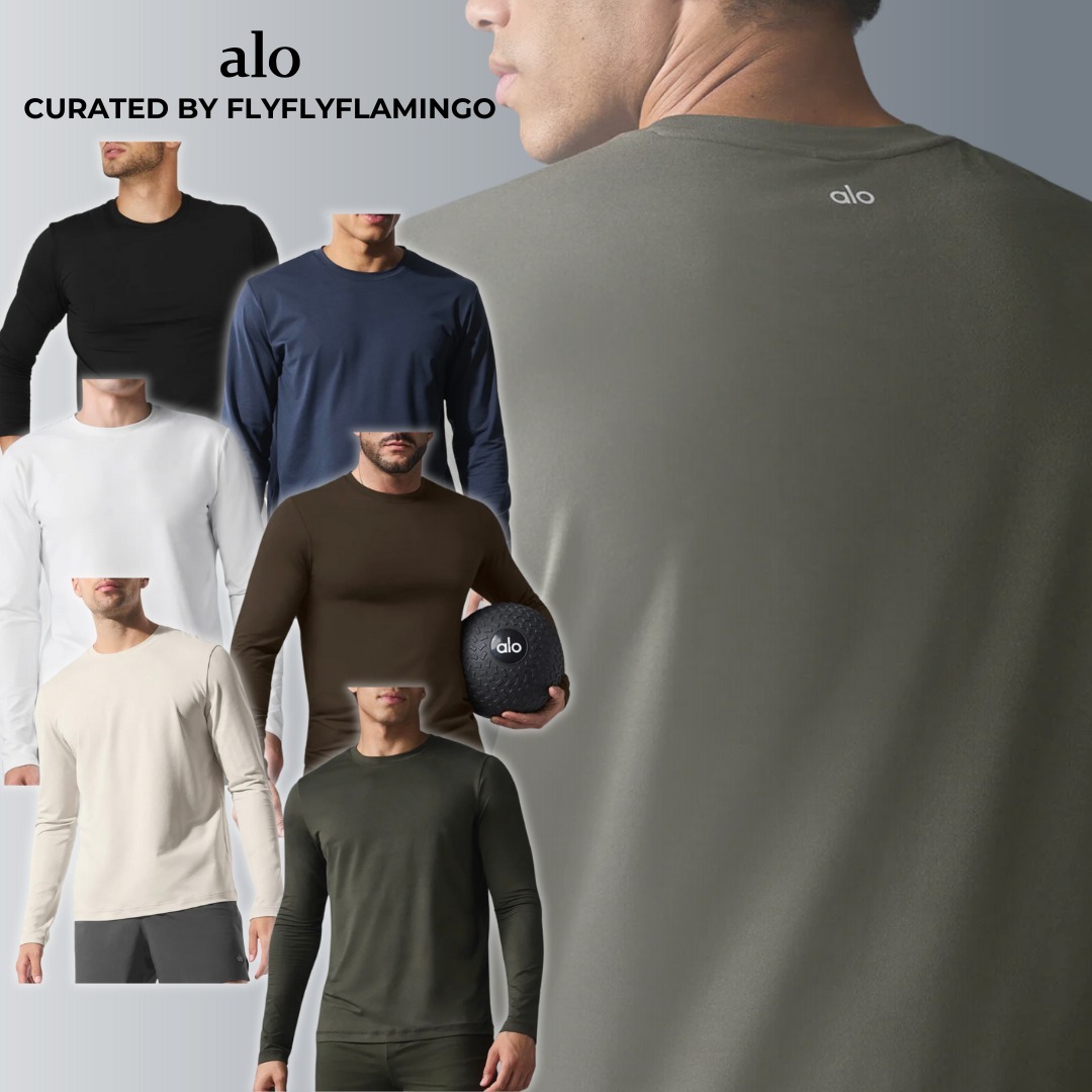 Alo Yoga【アロー】Conquer スエード クルーネック 長袖 Tシャツ