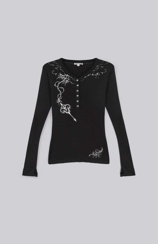 JADED LONDON◆Ines Black Henley Top ロンT(関税/送料込) ☆JADED LONDON☆ Ines Black Henley Top 長袖 ロンT (JADED
