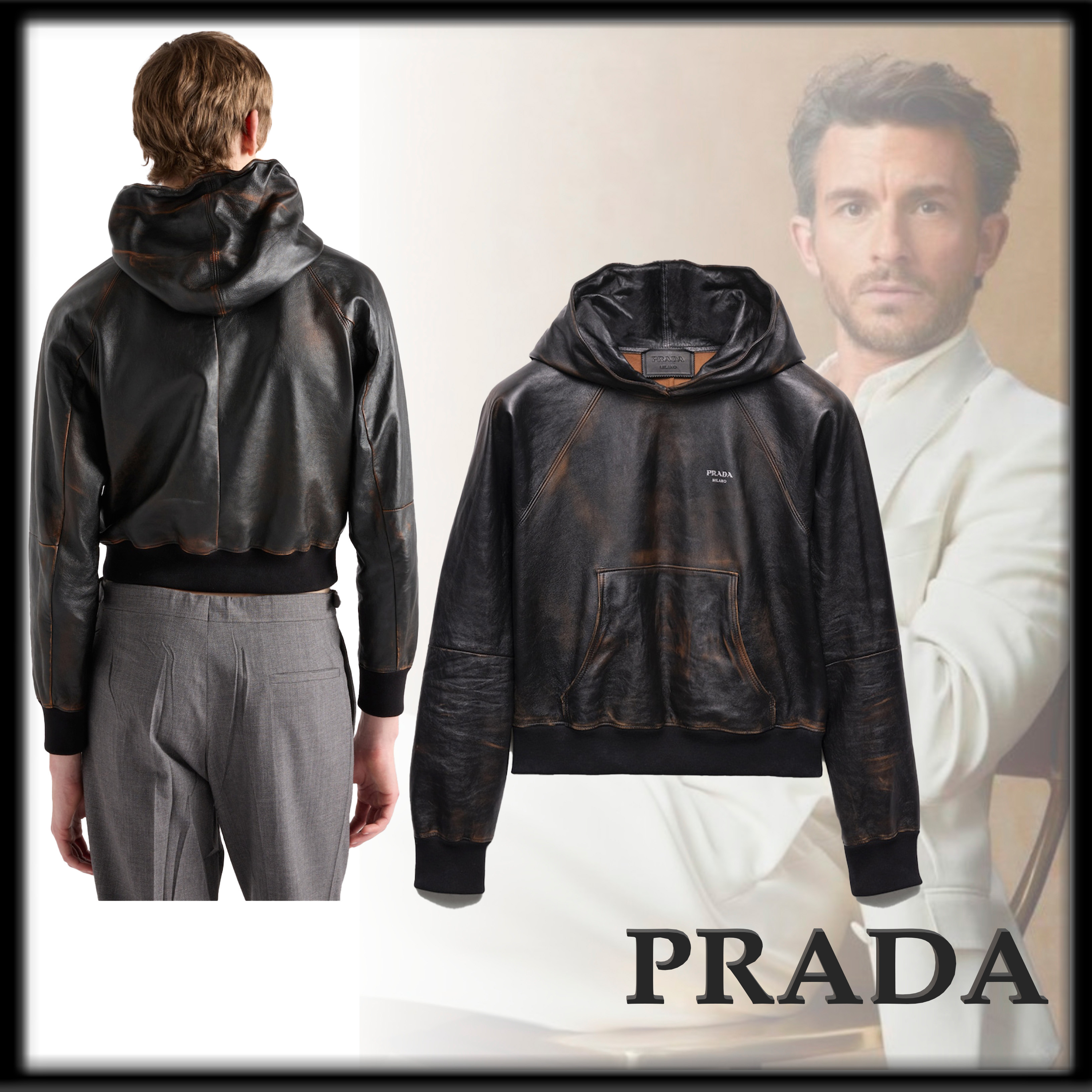 PRADA スタイリッシュ Nappaレザー フーディー