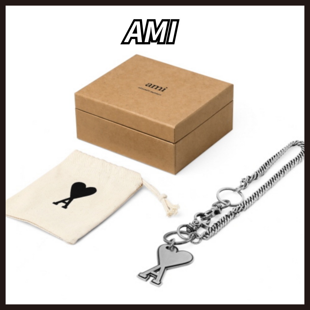 【AMI】Heart Logo Silver Key Ring キーケース ★正規品★