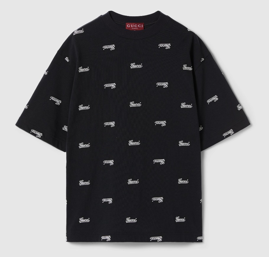 GUCCI《エンブロイダリー コットンジャージーTシャツ》黒 直営店