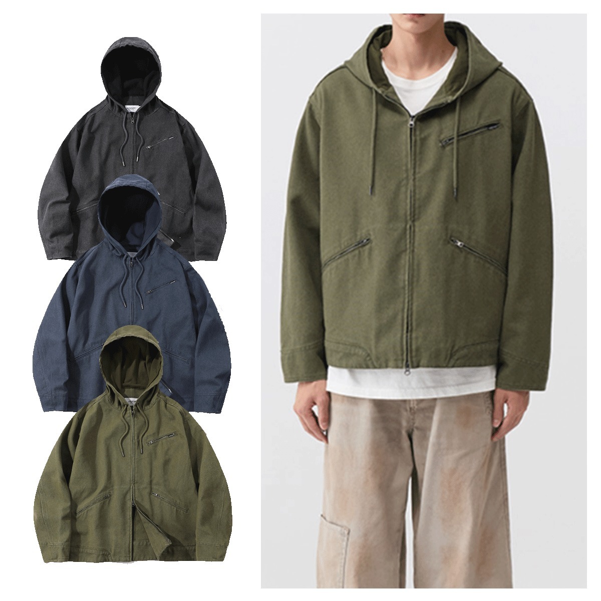 ジャケットその他 Code graphy Vintage washed cotton hooded work jacket 5MM038