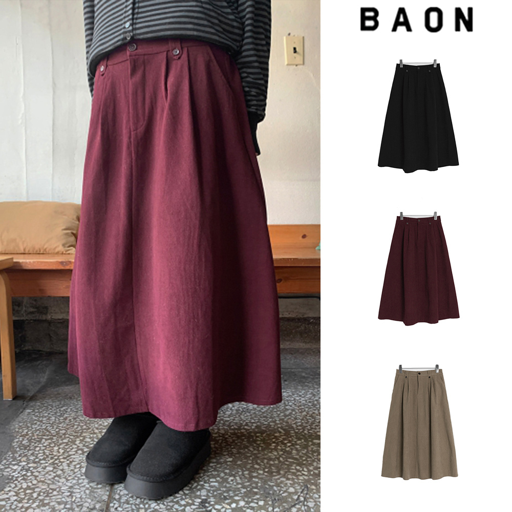 【BAON】Tenico banding corduroy pintuck long skirt