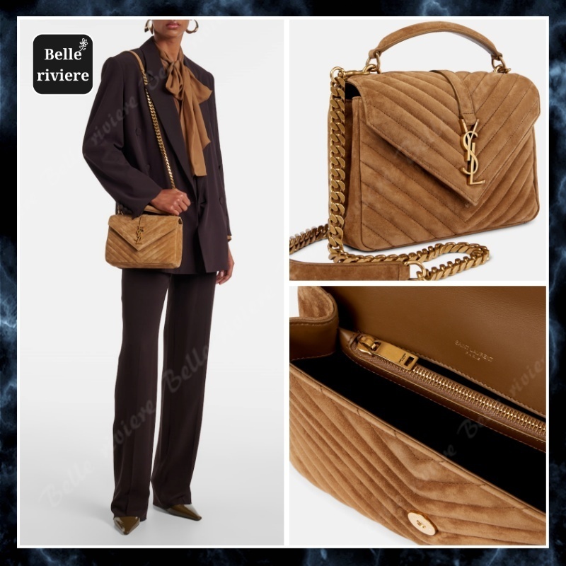 24AW new/Saint Laurent スエードクロスボディバッグ Bag Brown