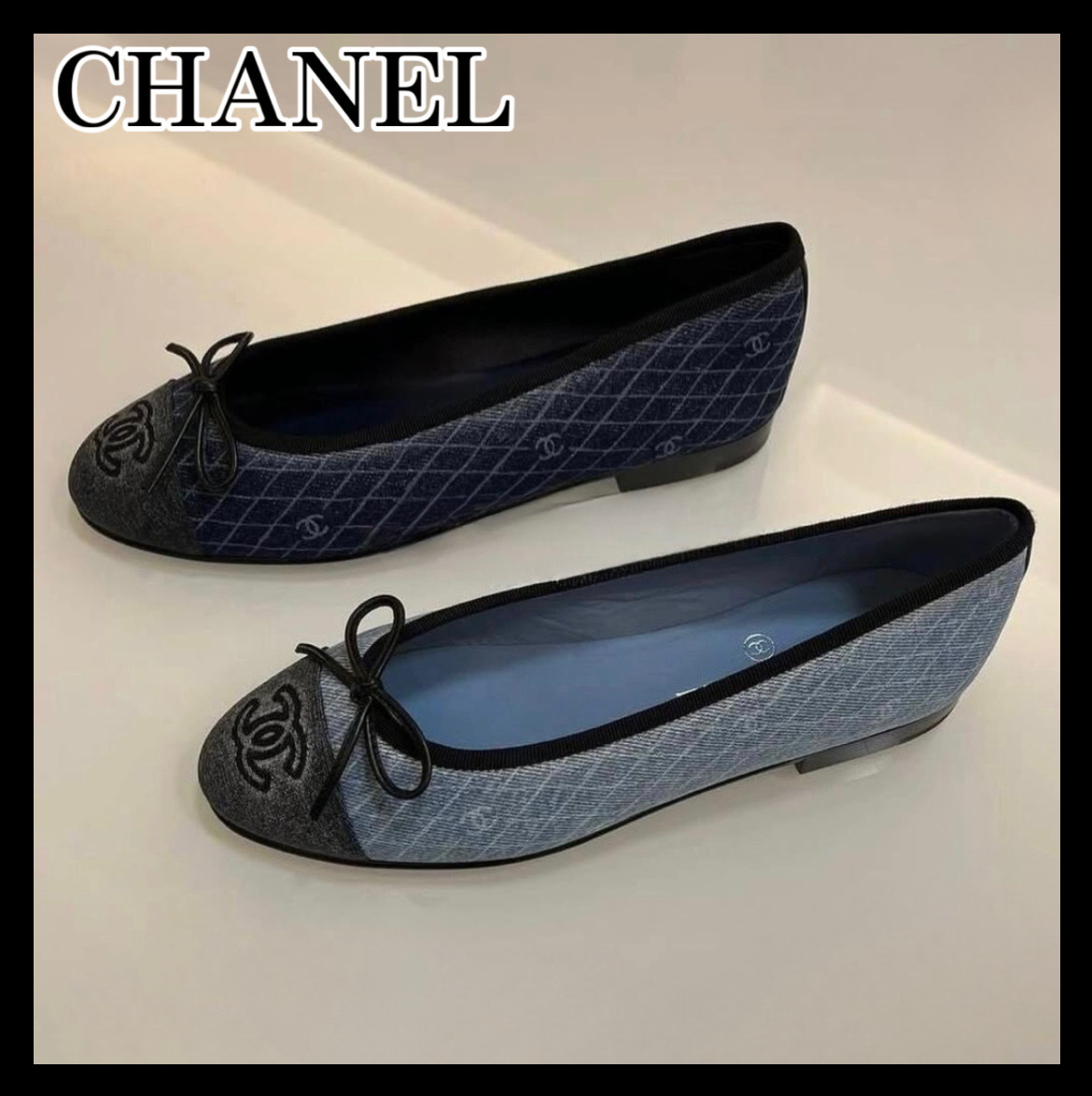 《お洒落なロゴチェック柄♪》25P限定★CHANEL バレリーナ