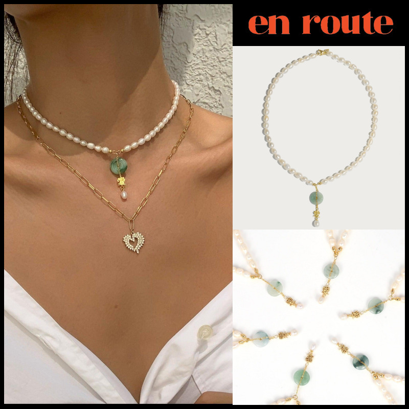 関税/送料込み【en route】翡翠パールネックレス